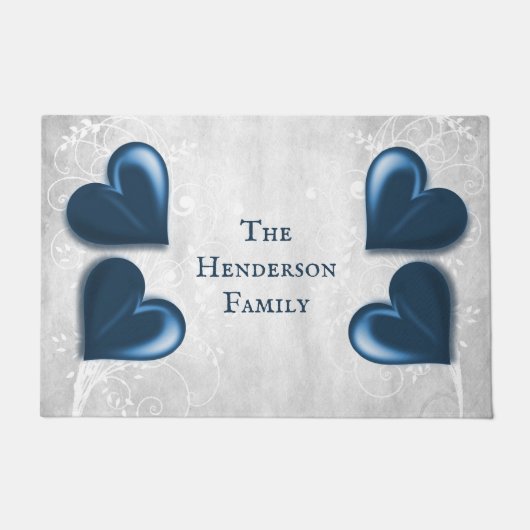 Blue Hearts Personalized Doormat Deurmat (Voorkant)