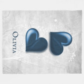 Blue Hearts Personalized Fleece Blanket Deken (Voorkant (Horizontaal))