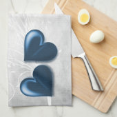 Blue Hearts Personalized Kitchen Towel Theedoek (Quarter Fold)