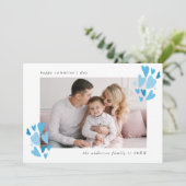 Blue Hearts Photo Valentijnsdag Feestdagenkaart (Staand voorkant)