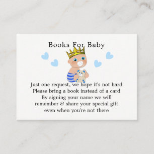 Blue Hearts Prince Baby Boy Shower Boek Verzoek Informatiekaartje