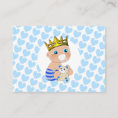 Blue Hearts Prince Baby Boy Shower Display Informatiekaartje (Achterkant)