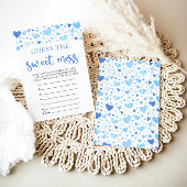 Blue Hearts Raad het Sweet Mess Baby shower spel Kaart