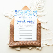 Blue Hearts Raad het Sweet Mess Baby shower spel Kaart