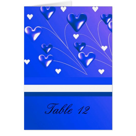 Blue Hearts Table Seating Kaart (Voorkant)