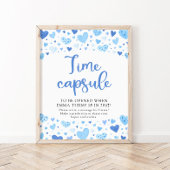 Blue Hearts Time Capsule Baby shower teken Poster