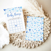 Blue Hearts Valentijn Baby Bingo Baby shower spel Kaart
