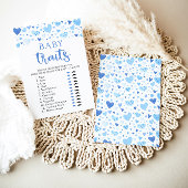 Blue Hearts Valentijn Baby shower Baby Traits Game Kaart