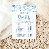 Blue Hearts Valentijn Baby shower Baby Traits Game Kaart