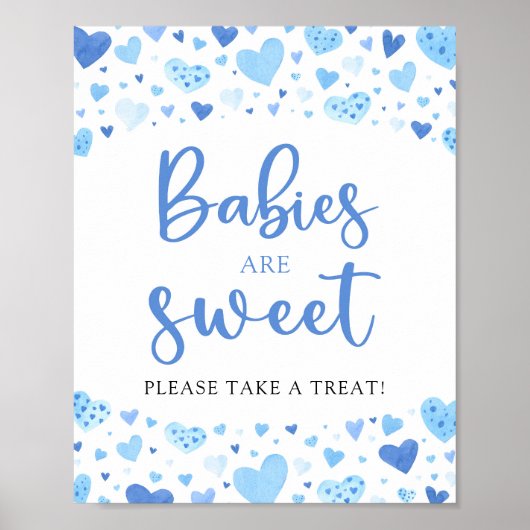 Blue Hearts Valentijn Baby shower Baby's zijn zoet Poster (Voorkant)
