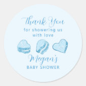 Blue Hearts Valentijn Baby shower Favor Ronde Sticker (Voorkant)