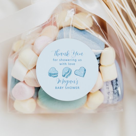 Blue Hearts Valentijn Baby shower Favor Ronde Sticker