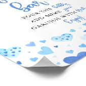 Blue Hearts Valentijn Baby shower Momosa Bar Teken Poster (Hoek)