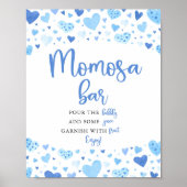 Blue Hearts Valentijn Baby shower Momosa Bar Teken Poster (Voorkant)