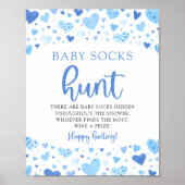 Blue Hearts Valentijn Baby Sokken Hunt Baby shower Poster (Voorkant)