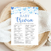 Blue Hearts Valentijn Baby Trivia Baby shower spel Kaart