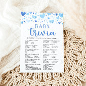 Blue Hearts Valentijn Baby Trivia Baby shower spel Kaart