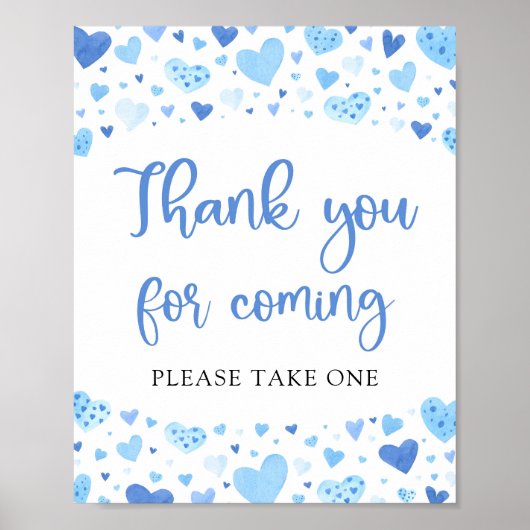 Blue Hearts Valentijn Bedankt voor het komen teken Poster (Voorkant)