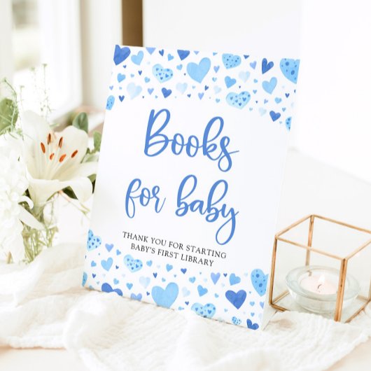 Blue Hearts Valentijn Boeken voor Baby shower Teke Reclamebord Met Voetstuk
