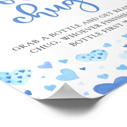 Blue Hearts Valentijn Bottle Chug Baby shower teke Poster (Hoek)