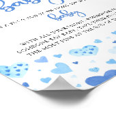 Blue Hearts Valentijn niet zeggen Baby shower spel Poster (Hoek)