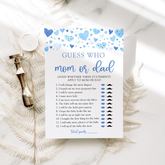 Blue Hearts Valentijn Raad wie mam of pap spel Kaart