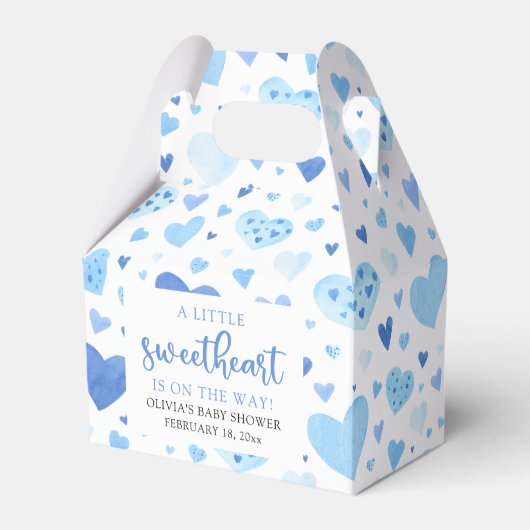 Blue Hearts Valentijn Sweetheart Baby shower Bedankdoosjes (Voorkant Zijde)
