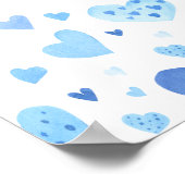 Blue Hearts Valentijn Sweetheart Baby shower Poster (Hoek)