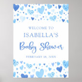 Blue Hearts Valentijn Sweetheart Baby shower Poster (Voorkant)