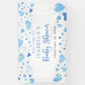 Blue Hearts Valentijn Sweetheart Baby shower Spandoek (Verticaal)