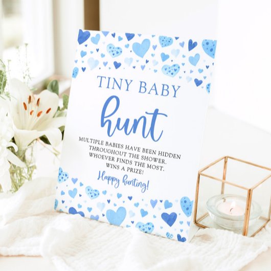 Blue Hearts Valentijn Tiny Baby Hunt douchegame Reclamebord Met Voetstuk