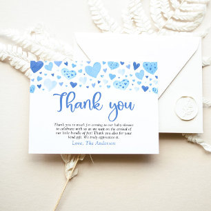 Blue Hearts Valentijnsdag Baby Shower Dankkaartje Kaart
