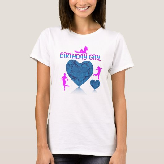 Blue Hearts verjaardagsmeisje T-shirt (Voorkant)