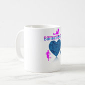 Blue Hearts verjaardagsmeisje T-shirt Koffiemok (Voorkant links)