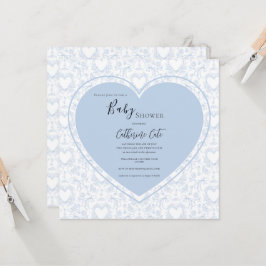 Blue Hearts Vintage Baby Shower Kaart