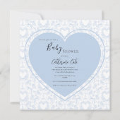 Blue Hearts Vintage Baby Shower Kaart (Voorkant)