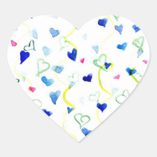 Blue Hearts Waterverf Chartreuse Groen Hart Sticker
