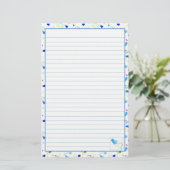 Blue Hearts Waterverf Lined Letter Schrijfpapier Briefpapier (Staand voorkant)