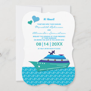 Blue Hearts Wedding Cruise Uitnodiging