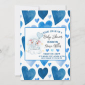 Blue Hearts Winter Baby shower Kaart (Voorkant)