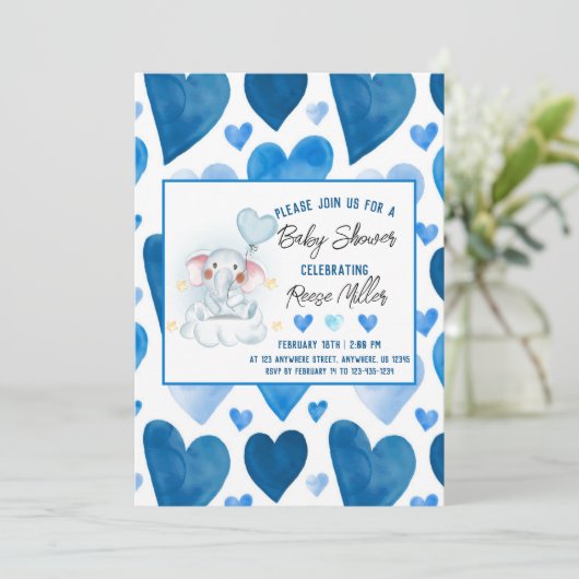 Blue Hearts Winter Baby shower Kaart (Staand voorkant)
