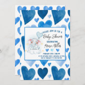 Blue Hearts Winter Baby shower Kaart (Voorkant / Achterkant)