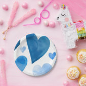 Blue Hearts Winter Baby shower Papieren Bordje (Feest)