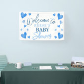 Blue Hearts Winter Baby shower Welkomstbanner Spandoek (Beurs)
