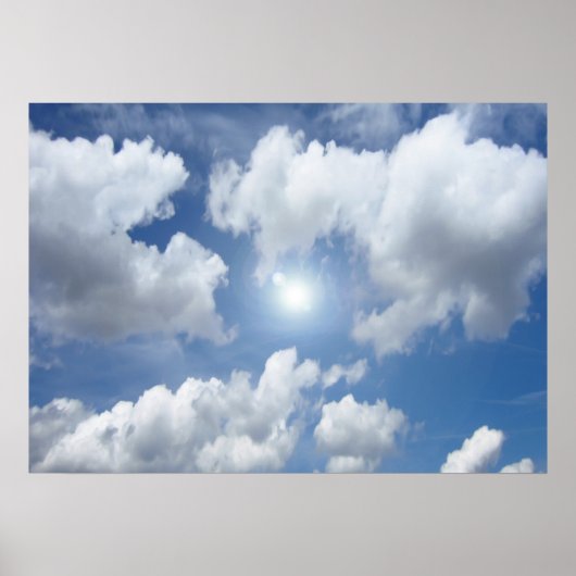 Blue Heaven Clouds + jouw ideeën Poster (Voorkant)