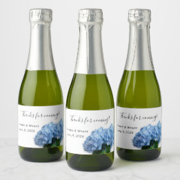 Blue Heaven Floral Custom Wedding Mini Labels Sparkling Wijnetiket