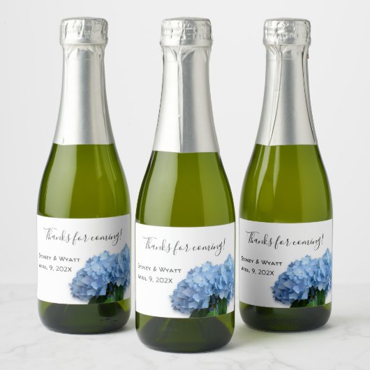 Blue Heaven Floral Custom Wedding Mini Labels Sparkling Wijnetiket (Flessen)