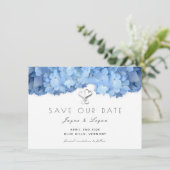 Blue Heaven Floral Save Our Date Hearts Kaart (Staand voorkant)