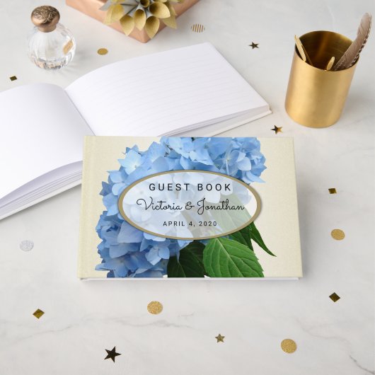 Blue Heaven Floral Wedding Guest Book Gastenboek (Voorkant open)