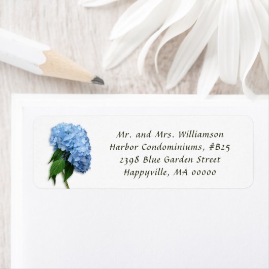 Blue Heaven Floral White Return Address Labels (Insitu)